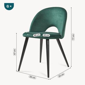 Eetkamerstoelen Karijo set van 6 fluweel 77x50x55 cm donkerg, Verzenden, Nieuw