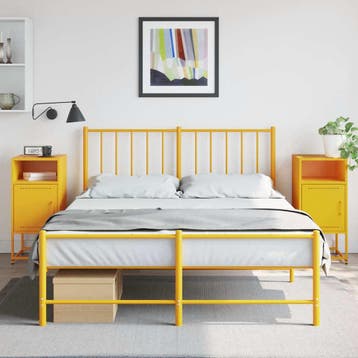 vidaXL Nachtkastjes 2 st 36x39x78 cm staal mosterdgeel, Verzenden, Nieuw, Metaal of Aluminium