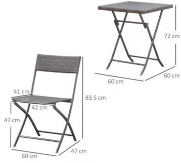 Opvouwbare 3-Delige Balkonset – Rotan Stoel en Tafel – Nieuw, Verzenden, Nieuw