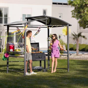 Barbecue-overkapping Asado 2,4x1,5x2,34m - grijs, Tuin en Terras, Partytenten, Verzenden, Nieuw