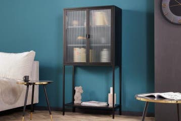 industrieele vitrine DURA STEEL 150cm zwart metalen, Ophalen of Verzenden, Nieuw