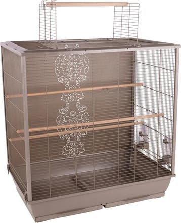 Vogelkooi Flamingo Ibis Taupe – Parkietenkooi met Dakopen., Verzenden, Nieuw, Metaal, Vogelkooi
