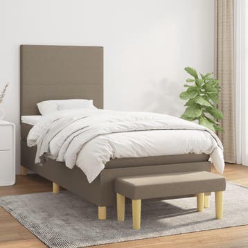 vidaXL Boxspring met matras stof taupe 90x190 cm, 90 cm, Eenpersoons, Verzenden, Nieuw