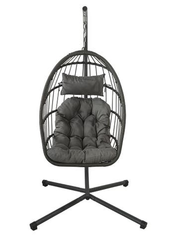 Hangstoel Egg Chair Grijs | Inklapbaar | Retourdeal 72% kort, 2 zitplaatsen, Gebruikt, Ophalen of Verzenden, Wicker