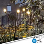 Solar priklamp Miami | Warm wit licht | Set van 4 stuks, Tuin en Terras, Buitenverlichting, Zonne-energie, Kunststof, Verzenden