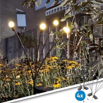 Solar priklamp Miami | Warm wit licht | Set van 4 stuks, Zonne-energie, Kunststof, Verzenden, Minder dan 50 watt