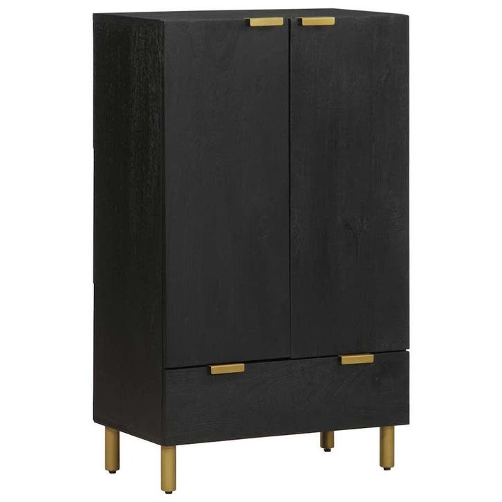 vidaXL Hoge kast 60x33x100 cm bewerkt hout zwart, Huis en Inrichting, Woonaccessoires | Cd- en Dvd-rekken, Nieuw, Verzenden