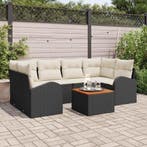 vidaXL Tuinbankenset met kussen 7 pcs Zwart poly rattan, Verzenden, Nieuw, Rotan