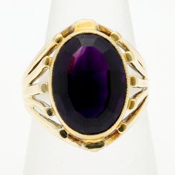 Ring - 14 karaat Geel goud - Amethist, Sieraden, Tassen en Uiterlijk, Nieuw