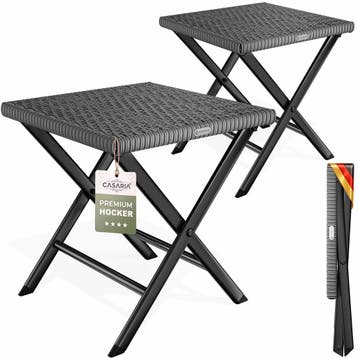 Polyrattan opvouwbare kruk antraciet 3-in-1, draagbaar, w..., Verzenden, Nieuw