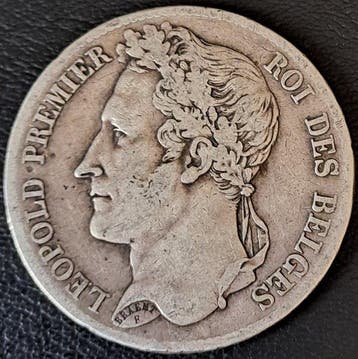 België. Leopold I. 5 Francs Leopold premier 1833 Pos B