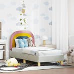 vidaXL Peuterbedframe met hoofdbord Crème 70 x 140 cm, Verzenden, Nieuw, Crème, Stof