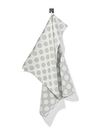 HEMA Theedoek 65x65cm katoen stippen grijsgroen, Verzenden