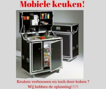 Te huur complete mobiele noodkeuken voor binnen op wielen