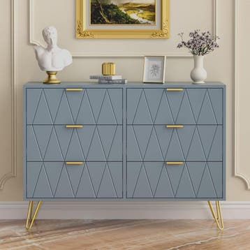 Commode - Dressoir - Ladekast - 100x34x73 cm - Grijsblauw -, Verzenden, Zo goed als nieuw