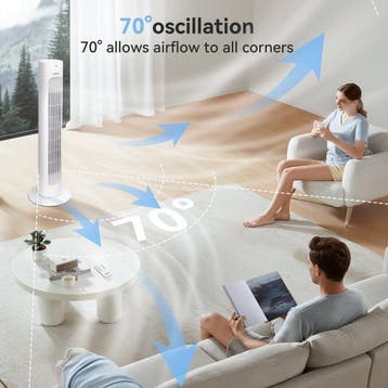 Torenventilator - Fluisterstil - Oscillatie - Wit - Aigostar, Witgoed en Apparatuur, Ventilatoren, Verzenden, Zo goed als nieuw