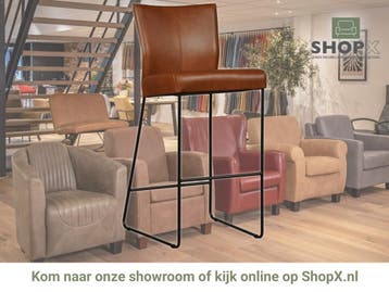 Leren barkruk Mate hoog - Granada Savannah (cognac), Nieuw, Leer, Ophalen of Verzenden, 90 cm of meer