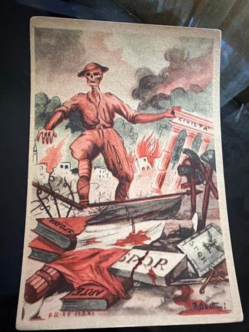 Italië - Propagandapostkaart militair RSI Italiaanse Sociale, Gelopen