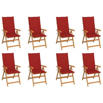 vidaXL Tuinstoelen 8 st verstelbaar met kussens massief, Verzenden, Nieuw, Hout