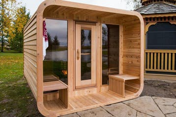 Dundalk Luna sauna Red Cedar Clear 274 x 244 cm met veranda, Ophalen of Verzenden, Nieuw