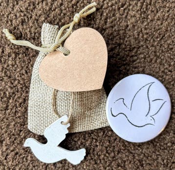 Bedankje/give-away met vredesduif, Verzenden, Nieuw, Overige typen, Geboorte of Huwelijk
