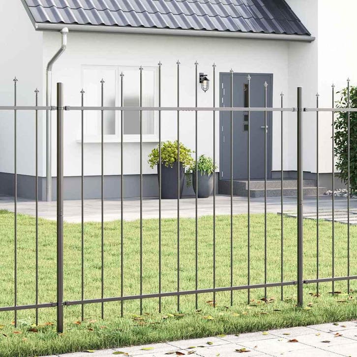 vidaXL Tuinhek 7 pcs Grijs 170 x 190 cm Gepoedercoat staal, Tuin en Terras, Schuttingen, Nieuw, IJzer, Verzenden