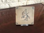 Tegel - Ridder op Paard 17e eeuw - Delft, Plateelbakkerij -