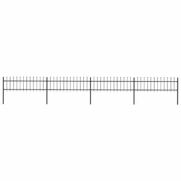 vidaXL Tuinhek met speerpunt staal 671x60 cm zwart, Verzenden, Nieuw, IJzer, 1 tot 2 meter