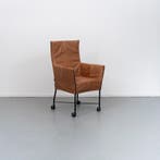 8x Montis Chaplin Stoel Buffalo Leer Cognac - Zwart/Wiel, Huis en Inrichting, Stoelen, Ophalen, Zo goed als nieuw, Bruin, Leer