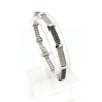 Witgouden armband met zwarte moissanite en diamanten; 1,2..., Gebruikt, Ophalen of Verzenden, Met edelsteen, Goud