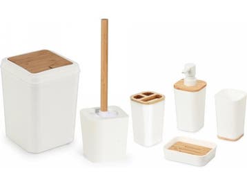 Veiling - Herzberg 6-delige badkamer Accessoireset - Bamboe, Nieuw