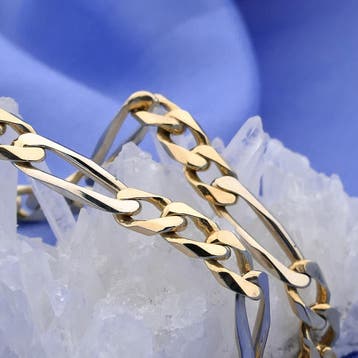 Bicolor gouden figaro schakelketting, Ophalen of Verzenden, Gebruikt, Goud, Goud
