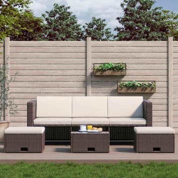 vidaXL 4-delige Loungeset met kussens poly rattan bruin, Tuin en Terras, 4 zitplaatsen, Nieuw, Loungeset, Verzenden