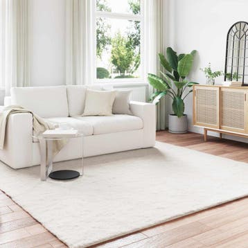 vidaXL Antislip vloerkleed van imitatie konijnenbont OLITE, Verzenden, Nieuw, Crème