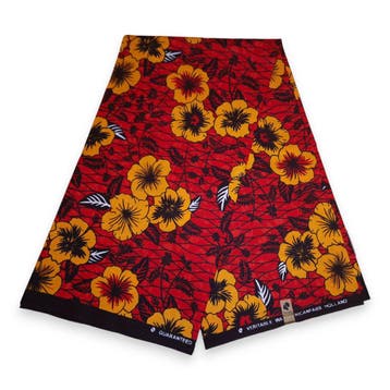 Afrikaanse print stof - Rode Flowers - 100% katoen - 1 yard, Ophalen of Verzenden, Nieuw