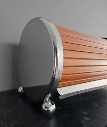Broodmand - Staal, Hout, Chroom - Retro Bauhaus Brooddoos, Antiek en Kunst