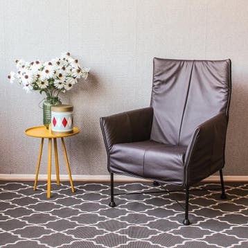 4x Montis Charly Fauteuil Antraciet-Bruin Leder – Zwart/Dop, Huis en Inrichting, Ophalen, Minder dan 75 cm, Zo goed als nieuw