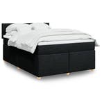 vidaXL Boxspring met matras stof zwart 140x200 cm, Huis en Inrichting, Slaapkamer | Bedden, Verzenden, Zwart, 140 cm, 200 cm