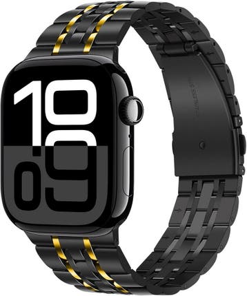Polsband rvs apple watch - retourdeal 37% korting, Zwart, IOS, Ophalen of Verzenden, Zo goed als nieuw