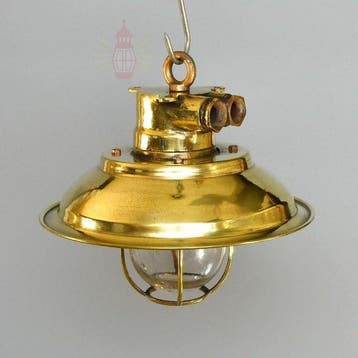Wandlamp - Messing, Glas - Industrieel kooi-lamp