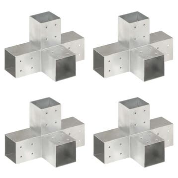vidaXL Paalverbindingen 4 st X-vorm 81x81 mm gegalvaniseerd, Verzenden, Nieuw