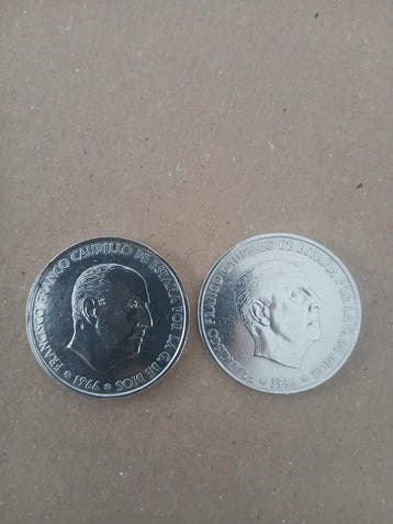 Spanje. Francisco Franco. 100 Pesetas 1966 (2 monedas), Postzegels en Munten