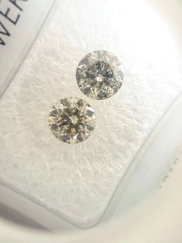Zonder minimumprijs - 2 pcs Diamant (Natuurlijk gekleurd) -, Nieuw