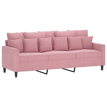 Driezitsbank Roze Fluweel | Retourdeal 47% Korting, Huis en Inrichting, Banken | Bankstellen, 150 tot 200 cm, Driepersoons, 75 tot 100 cm