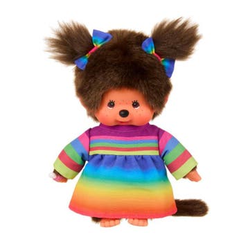 Monchhichi pop regenboogjurk 20 cm  van €29,99 voor €23,99, Ophalen of Verzenden, Nieuw