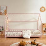 Kinderbed Hesel huisbed met uitvalbeveiliging 90x200 cm roze, Kinderen en Baby's, Kinderkamer | Bedden, Verzenden, Nieuw