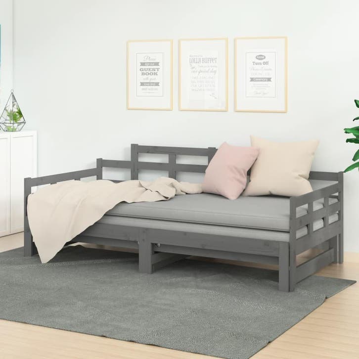Uitschuifbaar Bed 2x(90x200) | Tweedekansje | OP=OP, Huis en Inrichting, Slaapkamer | Bedden, 90 cm, 200 cm, Verstelbaar, Grijs