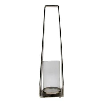 Lantaarn modern zilver h78 d20x16cm, Verzenden, Nieuw