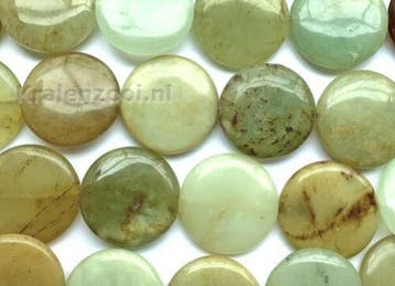 10 x  edelsteen kraal Serpentine Coin afm. 10 x 4 mm, Ophalen of Verzenden, Nieuw, Kraal