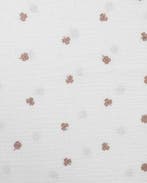Hydrofiel Katoen Geborduurd Klavertjes Wit/Brons, Nieuw, Wit